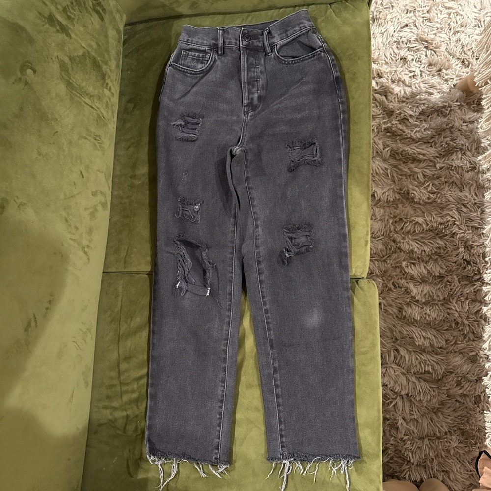 PacSun Charcoal Distressed Straight Leg Jeans